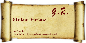 Ginter Rufusz névjegykártya